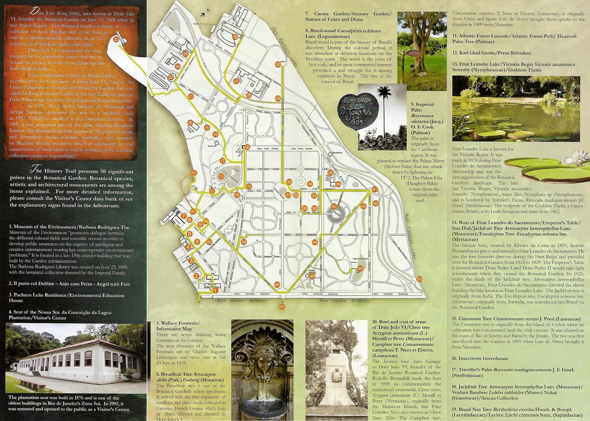 kaart van de botanische tuinen van Rio de Janeiro