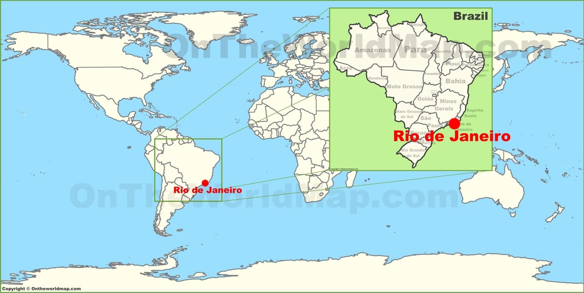 kaart van de wereld van Rio de Janeiro brazilië