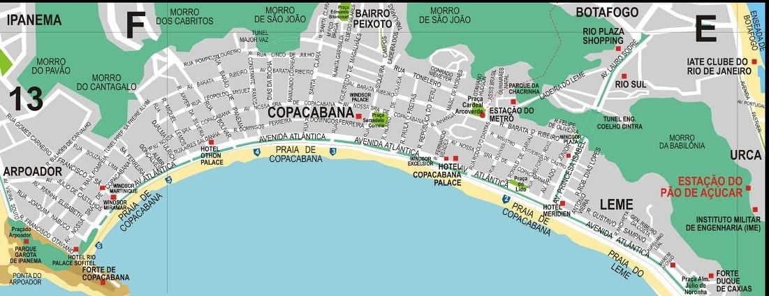 het copacabana Rio de Janeiro kaart