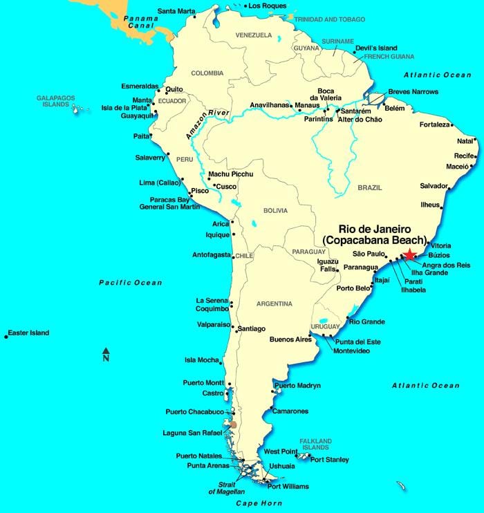 Rio de Janeiro kaart zuid-amerika
