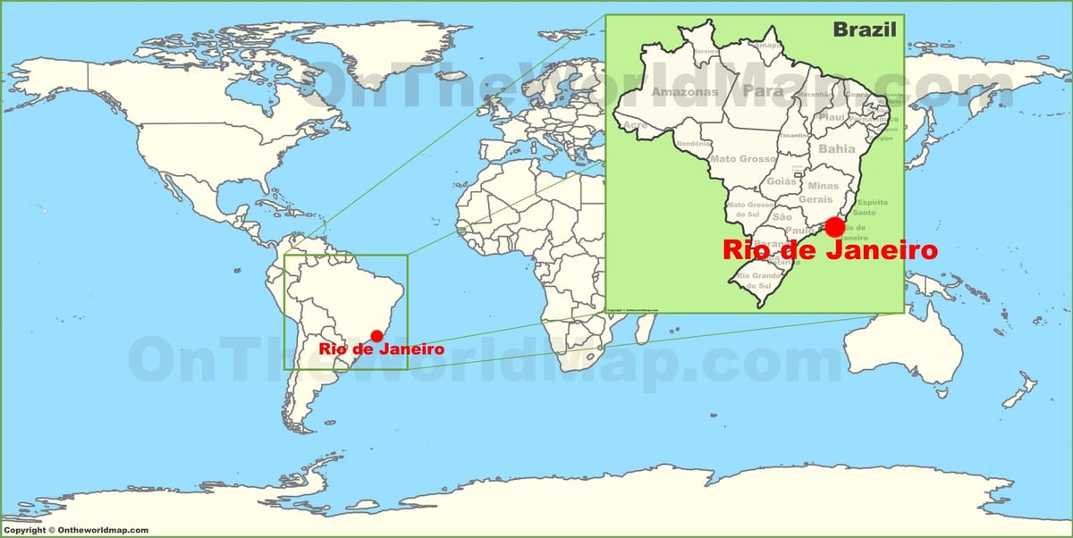 waar is Rio de Janeiro ligt op de kaart van de wereld