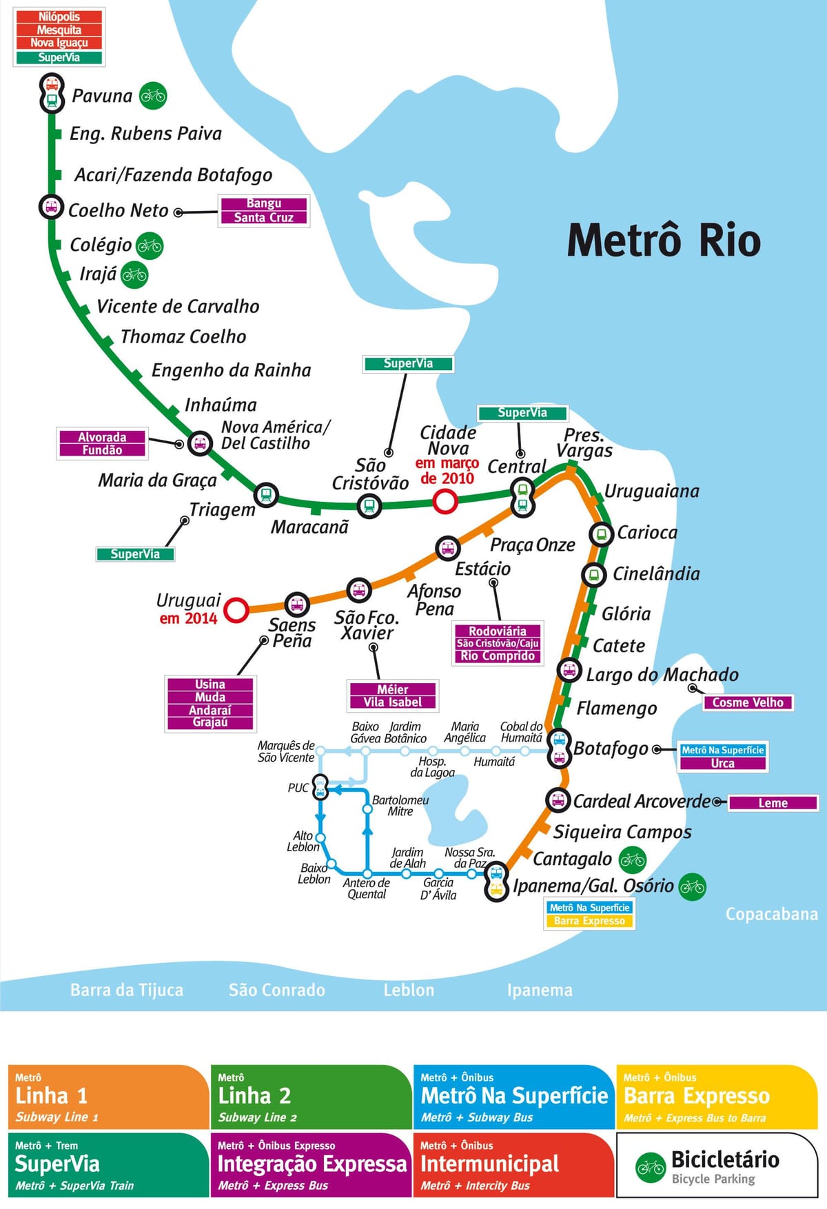 kaart van metrostation Rio de Janeiro