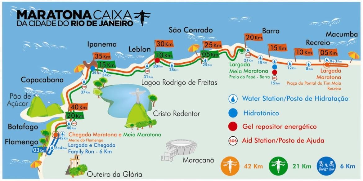 kaart van Rio marathon route