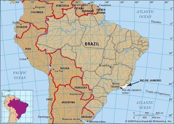 waar is Rio de Janeiro ligt op de kaart
