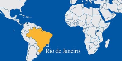 Wereldkaart met Rio de Janeiro