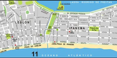 Het Leblon-Rio de Janeiro kaart